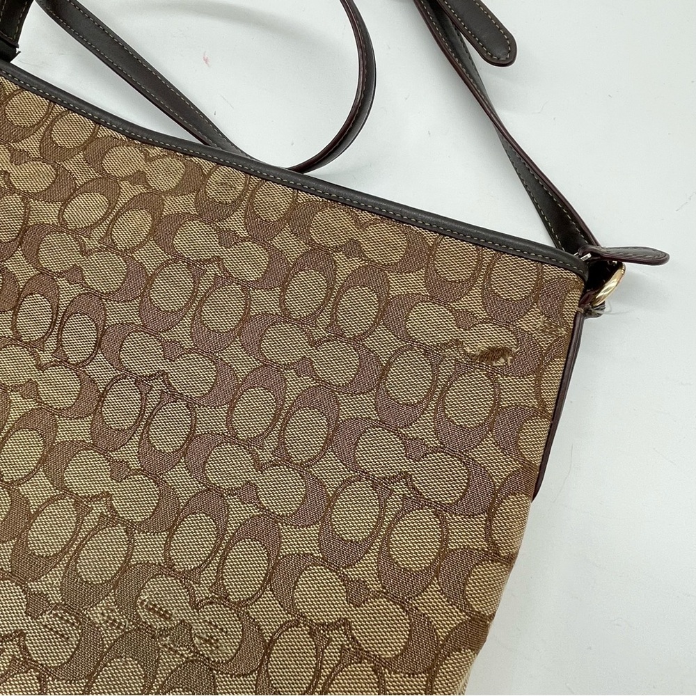Coach purse crossbody bag all over logo print file khaki brown - Picture 6 of 9